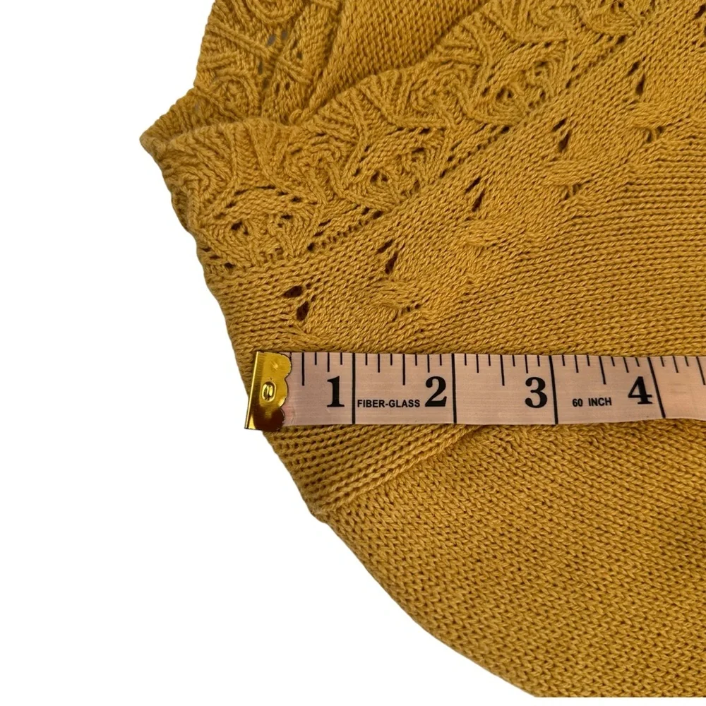 Skye’s The Limit Mustard Yellow Floral Embroidered Statement Sleeve Knit Small - Picture 9 of 10
